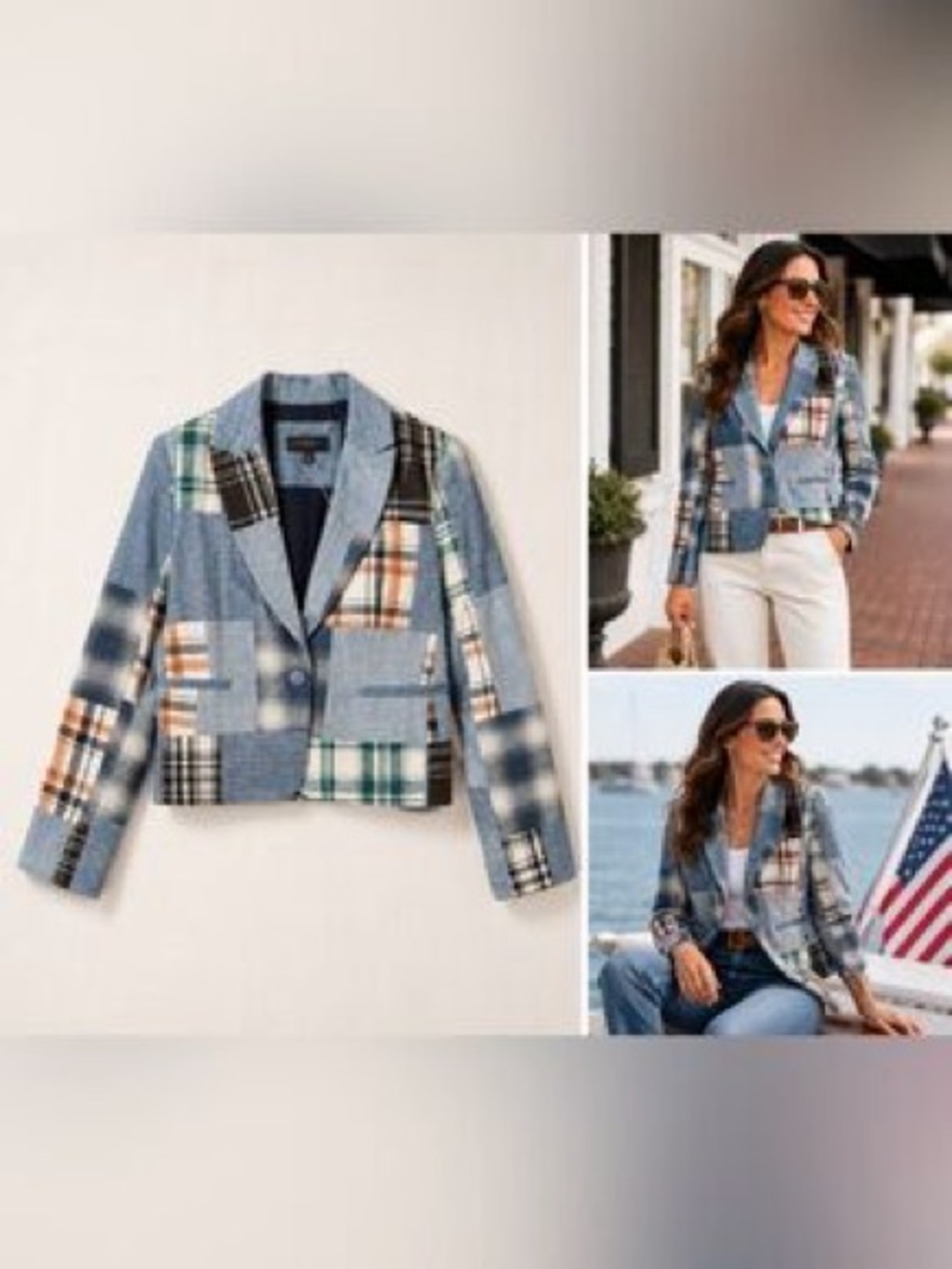 Drew Plaid Denim Blazer